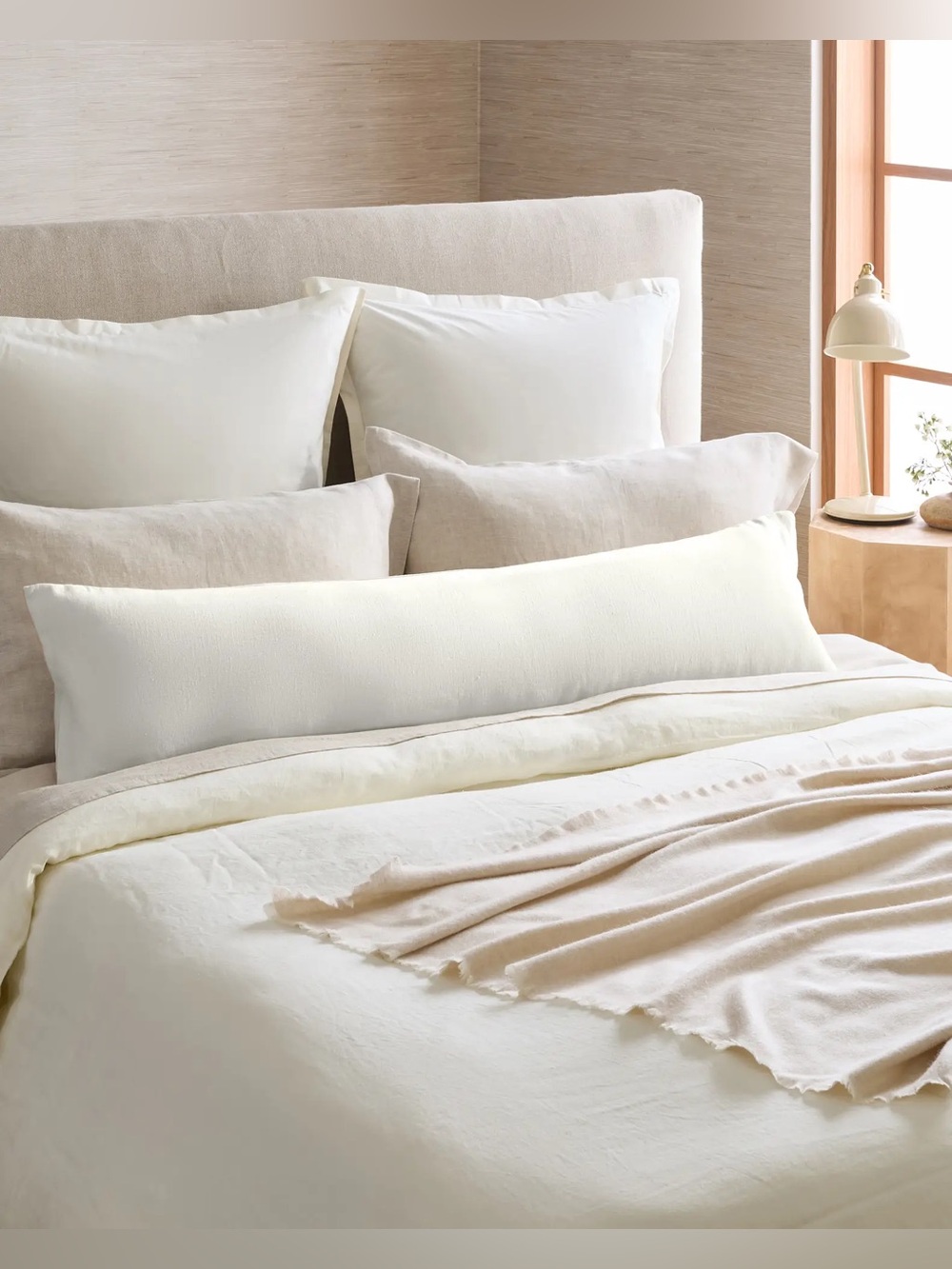 New Quince European Linen Oversized Lumbar Pillow Cover $69.90 Ivory